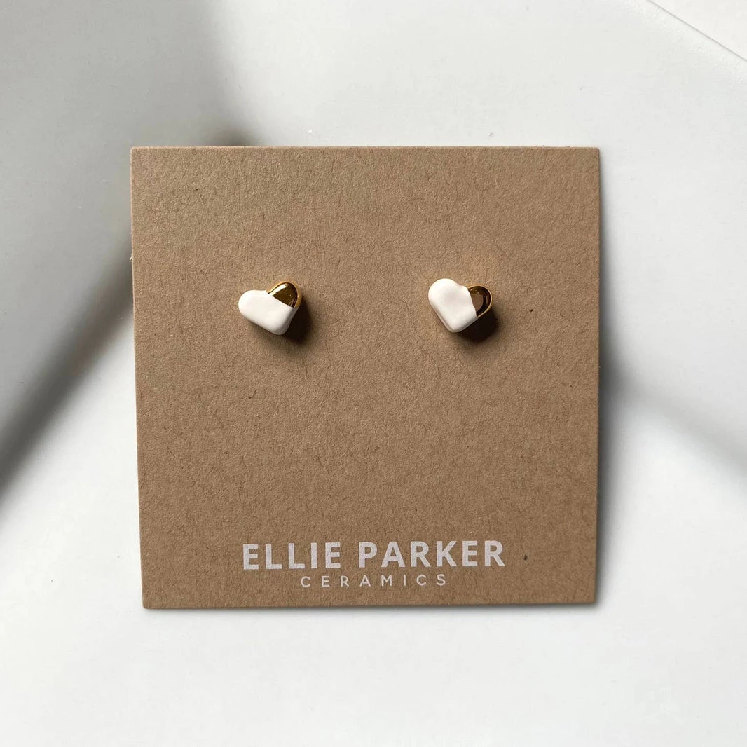 Ceramic Heart Stud Earrings